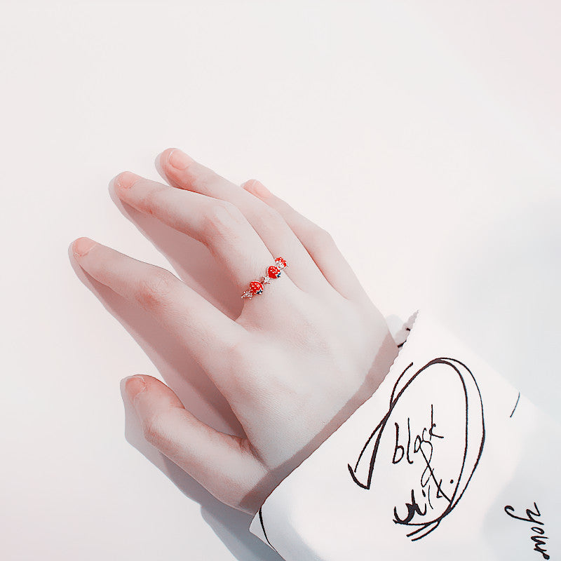 Wholesale Cute Red Strawberry Ring with Diamond